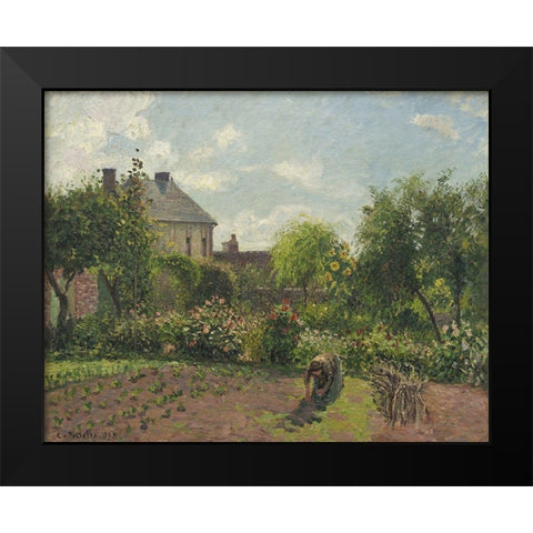 The Artists Garden at Eragny, 1898 Black Modern Wood Framed Art Print by Pissarro, Camille