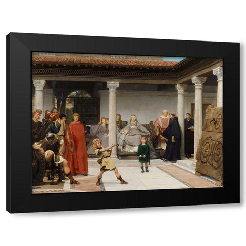 The Education of the Children of Clovis, 1861 Black Modern Wood Framed Art Print by Alma-Tadema, Sir Lawrence