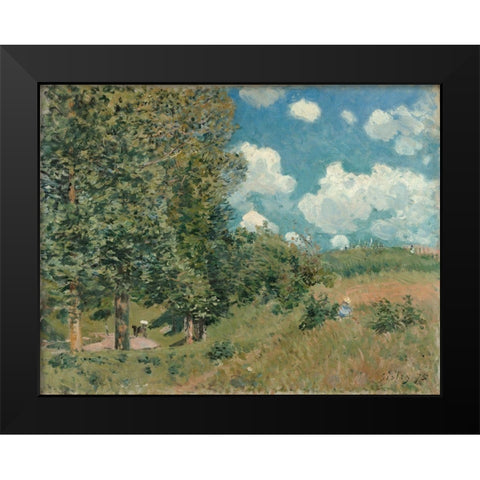 The Road from Versailles to Saint-Germain Black Modern Wood Framed Art Print by Sisley, Alfred