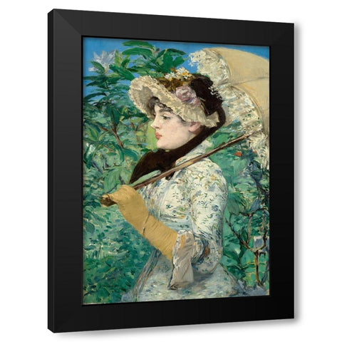 Le Printemps (Jeanne Demarsy) Black Modern Wood Framed Art Print by Manet, Edouard