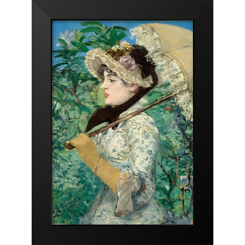 Le Printemps (Jeanne Demarsy) Black Modern Wood Framed Art Print by Manet, Edouard