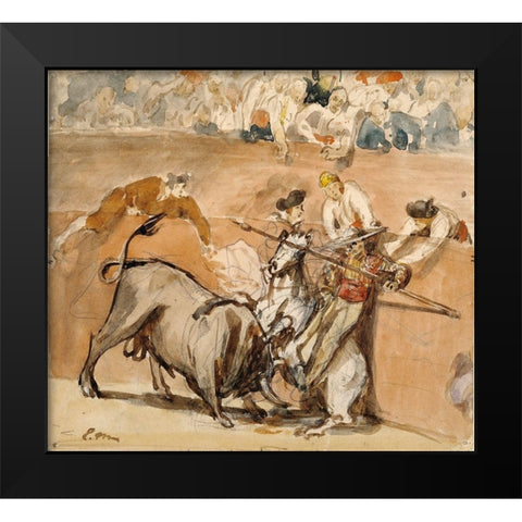Bullfight Black Modern Wood Framed Art Print by Manet, Edouard