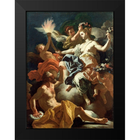 Aurora Taking Leave of Tithonus Black Modern Wood Framed Art Print by Solimena, Francesco