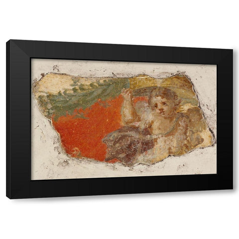Fresco Fragment Black Modern Wood Framed Art Print by Unknown 1st Century Roman Artisan