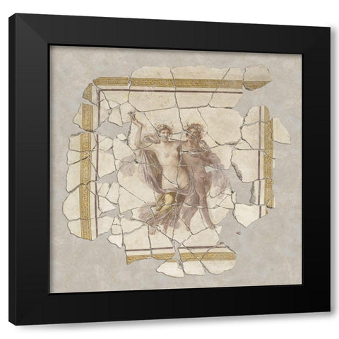 Fresco Fragment Black Modern Wood Framed Art Print with Double Matting by Unknown 1st Century Roman Artisan