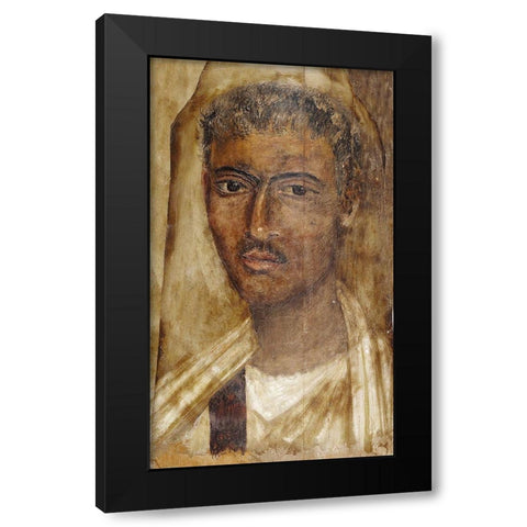 Mummy Portrait of a Man Black Modern Wood Framed Art Print with Double Matting by Unknown 2nd Century Romano-Egyptian Artisan