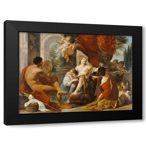 Hercules and Omphale Black Modern Wood Framed Art Print with Double Matting by Garzi, Luigi