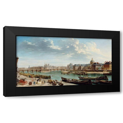 A View of Paris with the Ile de la Cite Black Modern Wood Framed Art Print by Raguenet, Jean-Baptiste