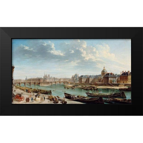 A View of Paris with the Ile de la Cite Black Modern Wood Framed Art Print by Raguenet, Jean-Baptiste