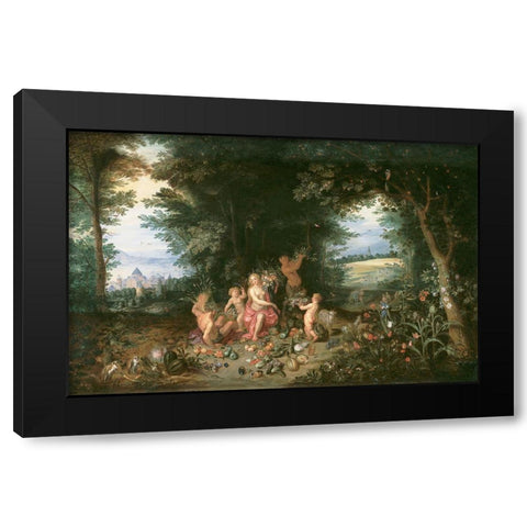 Landscape with Ceres (Allegory of Earth) Black Modern Wood Framed Art Print with Double Matting by Brueghel, Jan the Younger