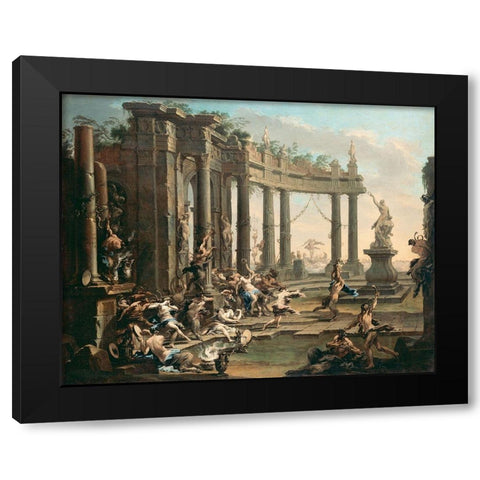 Bacchanale Black Modern Wood Framed Art Print by Magnasco, Alessandro