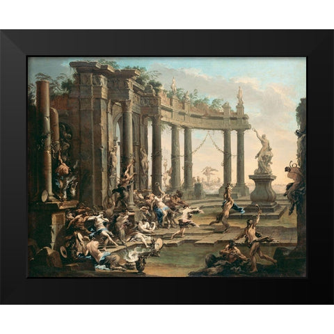 Bacchanale Black Modern Wood Framed Art Print by Magnasco, Alessandro