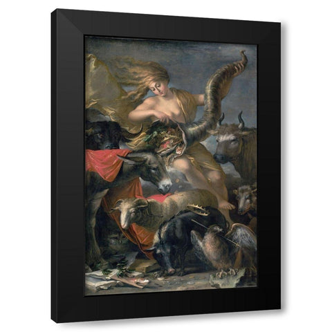 Allegory of Fortune Black Modern Wood Framed Art Print with Double Matting by Rosa, Salvator