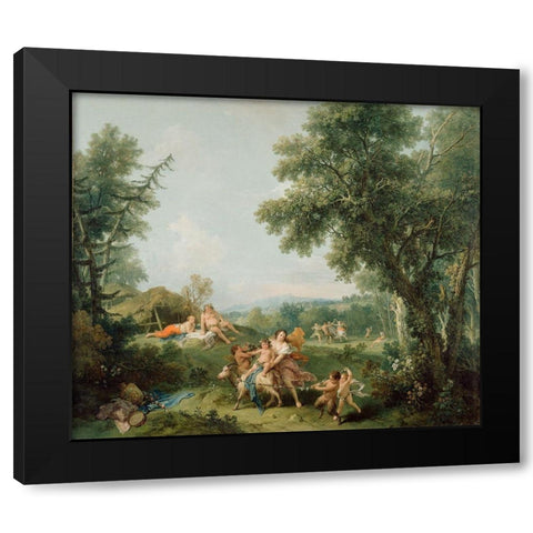 Landscape with the Education of Bacchus Black Modern Wood Framed Art Print by Zuccarelli, Francesco