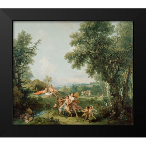 Landscape with the Education of Bacchus Black Modern Wood Framed Art Print by Zuccarelli, Francesco