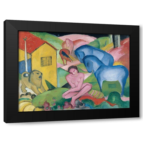The Dream, 1912 Black Modern Wood Framed Art Print by Marc, Franz