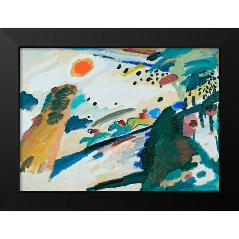 Romantic Landscape, 1911 Black Modern Wood Framed Art Print by Kandinsky, Wassily
