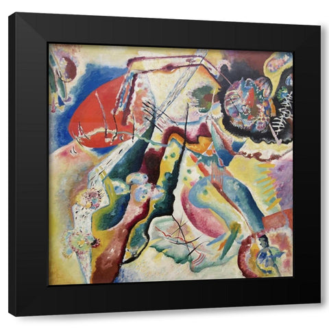 Painting with a Red Spot (Bild mit rotem Fleck), 1914 Black Modern Wood Framed Art Print by Kandinsky, Wassily