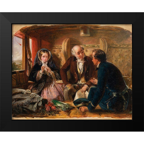 First Class - The Meeting, 1855 Black Modern Wood Framed Art Print by Solomom, Abraham