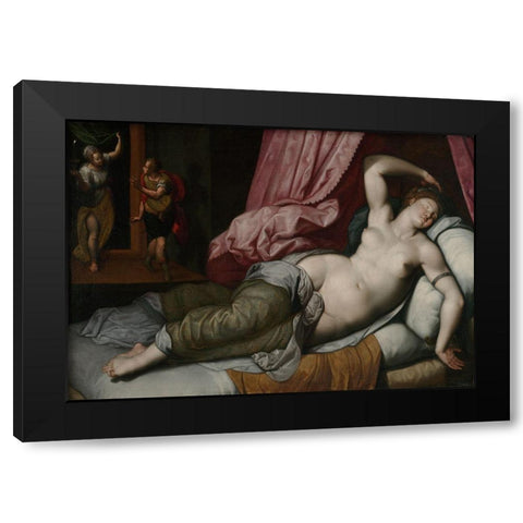 Paris Being Admitted to the Bedchamber of Helen Black Modern Wood Framed Art Print with Double Matting by de Backer, Jacob