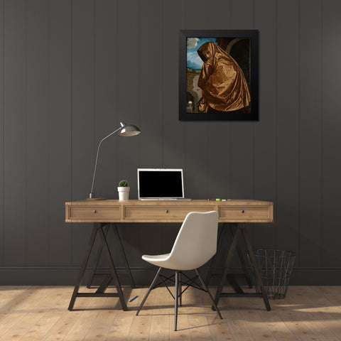 Saint Mary Magdalene at the Sepulchre Black Modern Wood Framed Art Print by Savoldo, Giovanni Girolamo