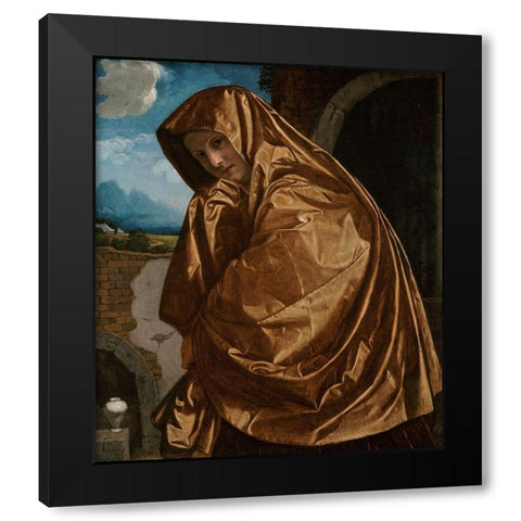 Saint Mary Magdalene at the Sepulchre Black Modern Wood Framed Art Print with Double Matting by Savoldo, Giovanni Girolamo