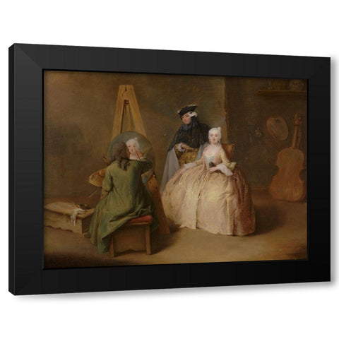 The Painter in His Studio Black Modern Wood Framed Art Print with Double Matting by Longhi, Pietro