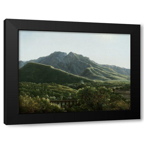 View of the Bridge and Part of the Town of Cava, Kingdom of Naples Black Modern Wood Framed Art Print with Double Matting by Bidauld, Jean-Joseph-Xavier