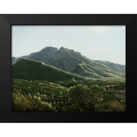 View of the Bridge and Part of the Town of Cava, Kingdom of Naples Black Modern Wood Framed Art Print by Bidauld, Jean-Joseph-Xavier