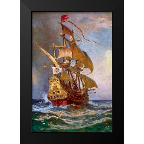 Knight of The Double Cross Black Modern Wood Framed Art Print by Ferris, Jean Leon Gerome