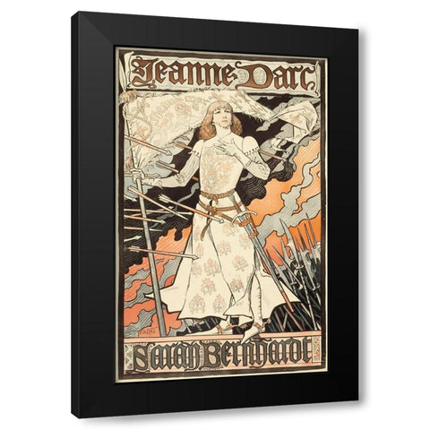Jeanne dArc-Sarah Bernhardt Black Modern Wood Framed Art Print by Grasset, Grasset