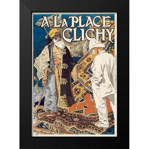A la Place Clichy Black Modern Wood Framed Art Print by Grasset, Eugene Samuel