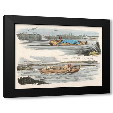 Fowling Working Up To A Wake And  Panting, 1817 Black Modern Wood Framed Art Print by Alken, Henry Thomas