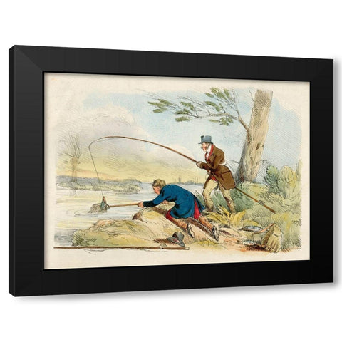 Fishing, 1817 Black Modern Wood Framed Art Print with Double Matting by Alken, Henry Thomas
