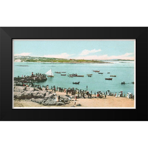 Water Sports At Annisquam, Glouchester, Mass., 1898 Black Modern Wood Framed Art Print by Detroit Publishing Co.