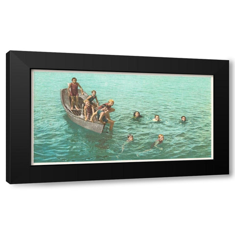 Diving For Coins, Santa Catalina, Calif., 1898 Black Modern Wood Framed Art Print with Double Matting by Detroit Publishing Co.