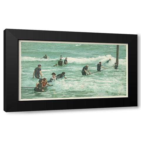 Surf Bathing, Palm Beach, Fla., 1898 Black Modern Wood Framed Art Print with Double Matting by Detroit Publishing Co.