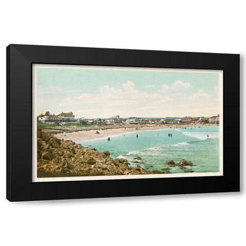 Bathing At York Beach, York Beach, Me., 1898 Black Modern Wood Framed Art Print with Double Matting by Detroit Publishing Co.