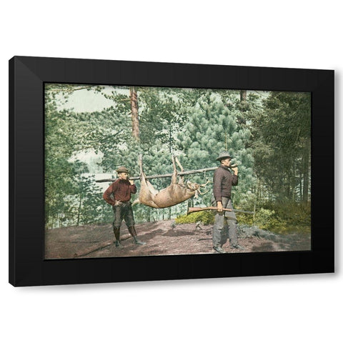 Hunting, Adirondacks, N.Y., 1898 Black Modern Wood Framed Art Print by Detroit Publishing Co.