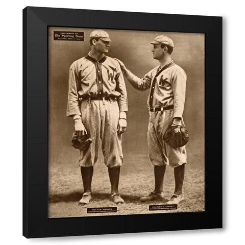 Walter Johnson And Charles E. Street, Washington American League, 1880 Black Modern Wood Framed Art Print by Leopold Morse Goulston Baseball Collection