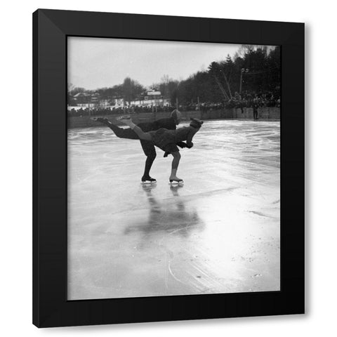 Winter Sports, Figure Skating. Hanover, New Hampshire, 1936 Black Modern Wood Framed Art Print by Rothstein, Arthur