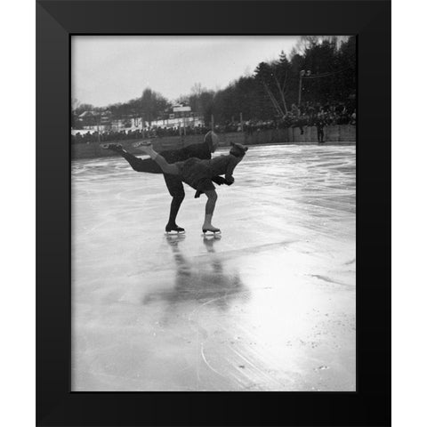 Winter Sports, Figure Skating. Hanover, New Hampshire, 1936 Black Modern Wood Framed Art Print by Rothstein, Arthur