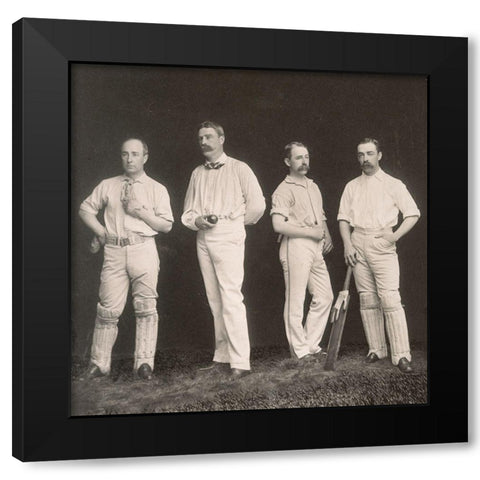 Cricket Players, Unidentified Group Of Four Black Modern Wood Framed Art Print by A.G. Spalding Baseball Collection