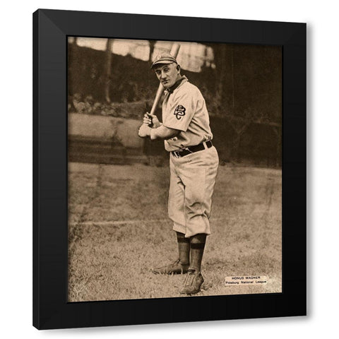 Honus Wagner, Pittsburg National League, 1880 Black Modern Wood Framed Art Print with Double Matting by Leopold Morse Goulston Baseball Collection