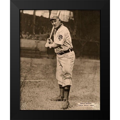 Honus Wagner, Pittsburg National League, 1880 Black Modern Wood Framed Art Print by Leopold Morse Goulston Baseball Collection