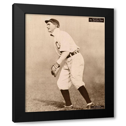 Joe Jackson, Cleveland American League, 1880 Black Modern Wood Framed Art Print by Leopold Morse Goulston Baseball Collection