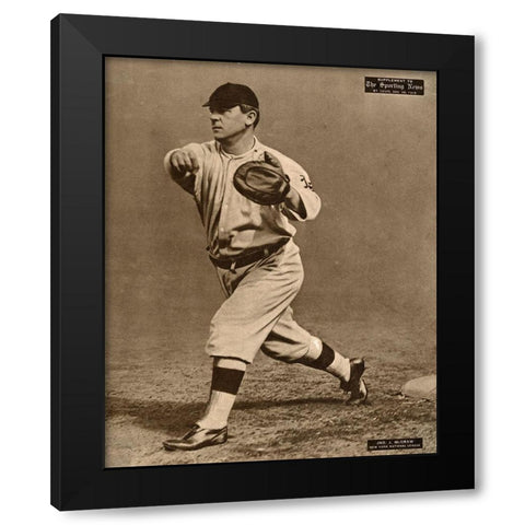 John J. Mcgraw, New York National League, 1880 Black Modern Wood Framed Art Print by Leopold Morse Goulston Baseball Collection