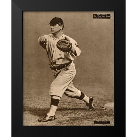 John J. Mcgraw, New York National League, 1880 Black Modern Wood Framed Art Print by Leopold Morse Goulston Baseball Collection