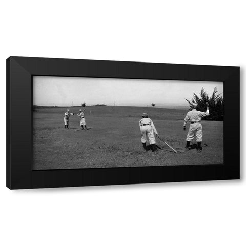Four Boys With A Ball and Two Bats, Playing Two Old Cat Black Modern Wood Framed Art Print with Double Matting by A.G. Spalding Baseball Collection