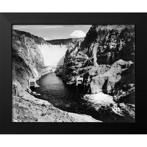 Hoover Dam from Across the Colorado River - National Parks and Monuments, 1941 Black Modern Wood Framed Art Print by Adams, Ansel